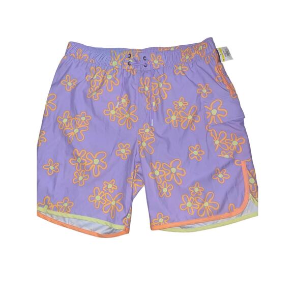 NWT SVRN CODE Swim Trunks Men’s XL Purple Orange Floral Board Shorts - Picture 2 of 5